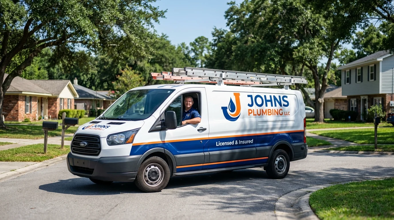 Johns Plumbing LLC service van in Cherokee Village, AR