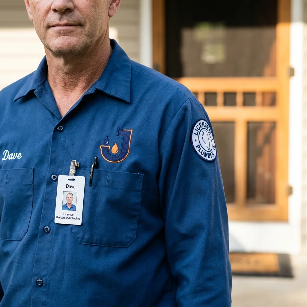 Licensed plumber showing ID badge in Cherokee Village, AR