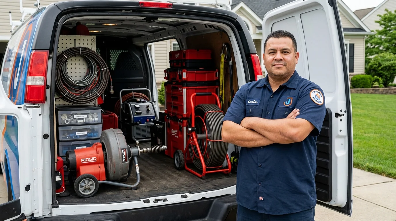 Professional drain cleaning equipment and Johns Plumbing LLC plumber in Cherokee Village