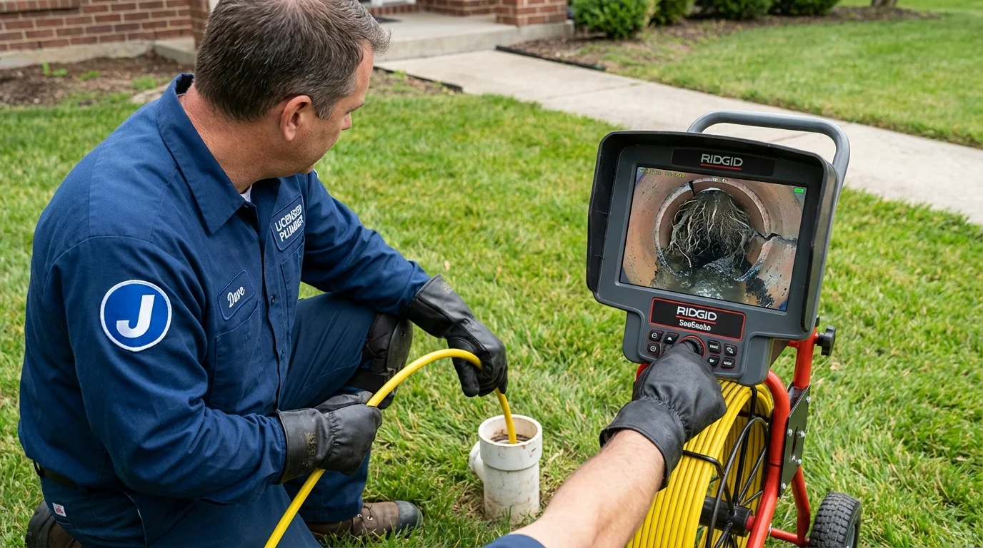 Sewer camera inspection being performed by Johns Plumbing LLC in Cherokee Village