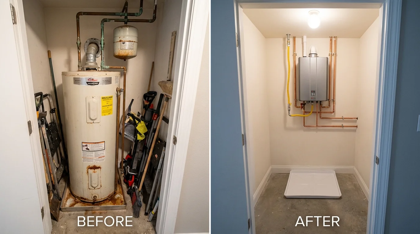 Tank water heater versus wall-mounted tankless unit comparison for Cherokee Village, AR homeowners